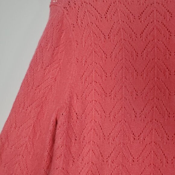 TALBOTS Womens Pointelle Sweater SZ XL Open‎ Knit Pink Pullover Long Sleeves - Picture 9 of 10